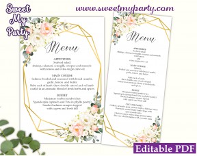 Geometric menu card template,Floral menu card template, (128)